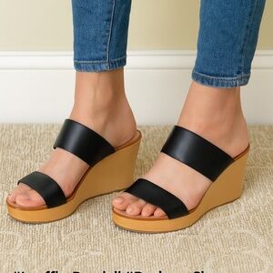 🏷️ NWT Loeffler Randall Black Mason Wedges Size: US 10